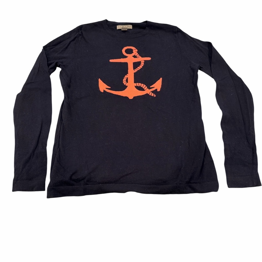 G.H. Bass Navy Anchor Sweater Medium Nautical Preppy Coastal - Picture 2 of 2